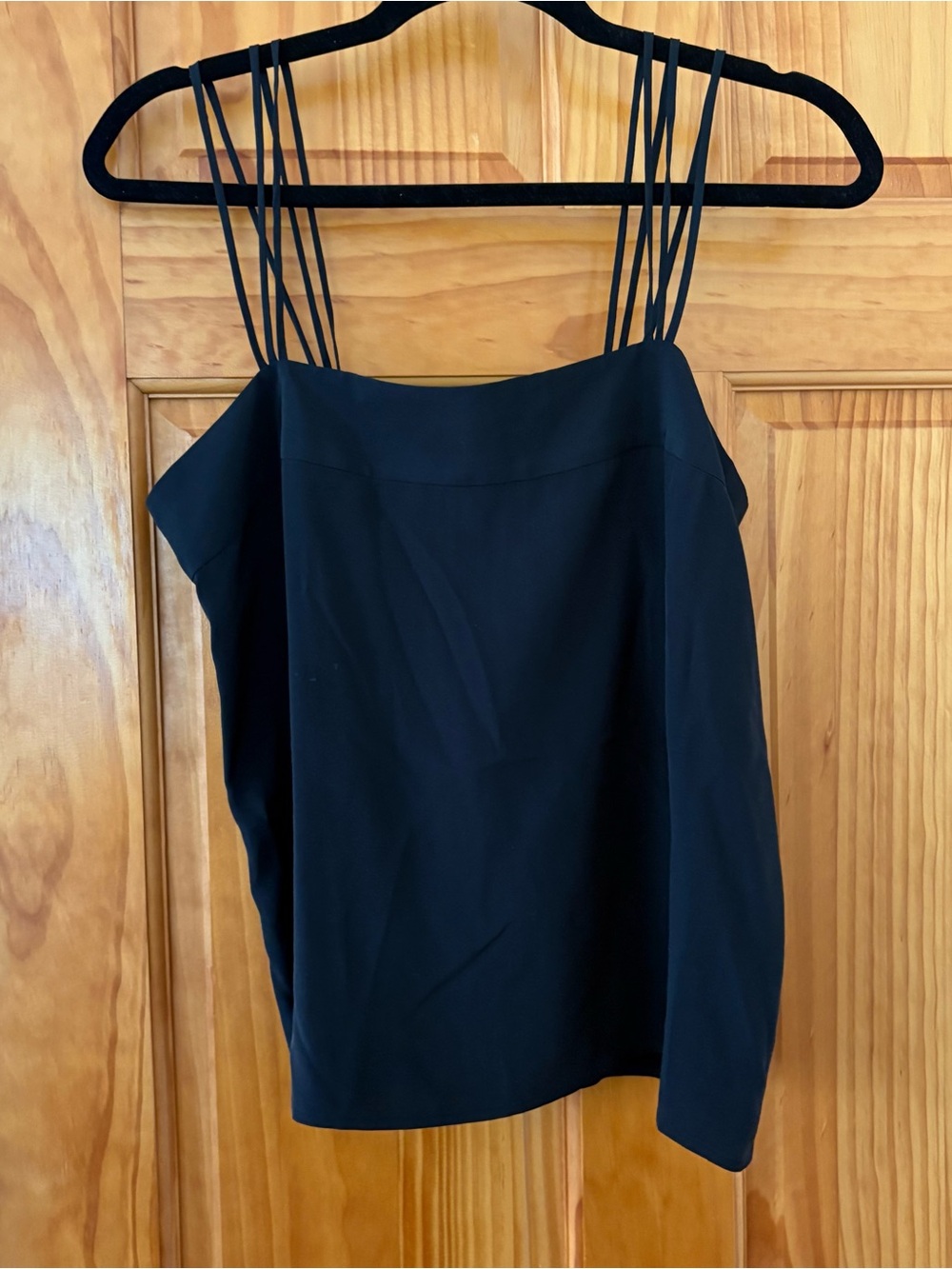 100% Vintage Silk Black Strappy Tank